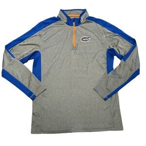 Florida Gators Adult Large Polyester Quarter Zip Pullover Gray and Blue